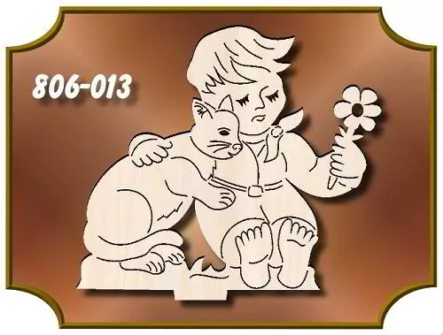 Steckfigur JUNGE MIT KATZE zu Sommerbaum Aufsteller