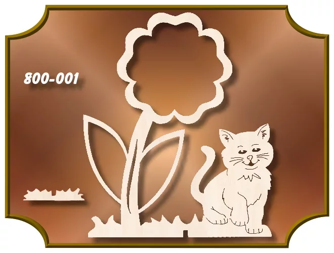Klöppelrahmen Blume mit Katze
